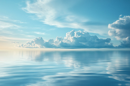 Blue sky with clouds and reflection