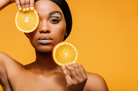 Woman with vivid makeup