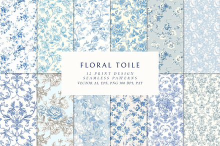 Floral Toile Print Design Patterns
