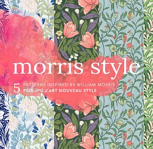 William Morris Style Patterns Set