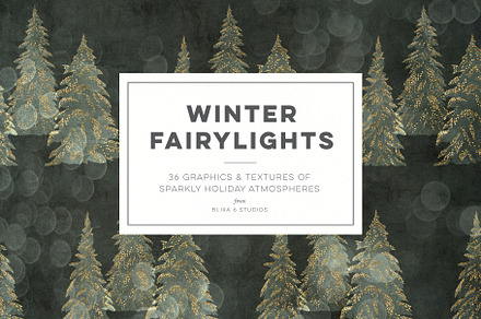 36 Winter Fairy Lights Gold Clipart